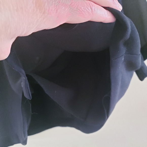 WILFRED Cropped Chiffon Button Down Short Sleeve Blouse - BLACK S - Picture 5 of 12